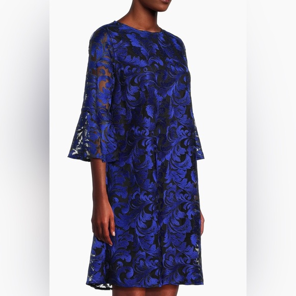 Caroline Rose NWT Bella Soiree Embroidered
Mesh Lace 3/4 Bell Sleeve Shift Dress - Picture 5 of 16